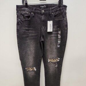 Rue21 Black Denim Stacked Skinny Jeans - Size 34/34 NWT
